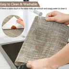 Placemats Set of 4 - Easy Clean Washable Vinyl Placemats - Wipeable Heat Resistant Table Mats for Dining Table - 17.7x11.8 Inch (4, Gray & Gold Two-Tone)