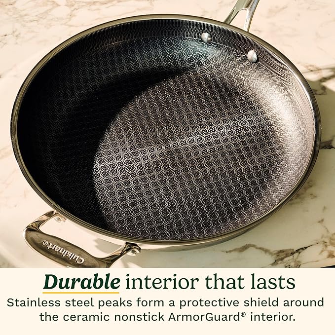 Cuisinart FusionPlus Nonstick Stainless Steel Cookware, 10.25-Inch Deep Fry Pan Skillet with Cover, PFAS-Free PURELYSEAR Ceramic Technology, Scratch Proof, Cool Grip Handles, Dishwasher Safe