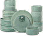 Stone Lain Bao 24-Piece Dinnerware Set Stoneware, Green