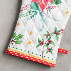 Maison d' Hermine Oven Gloves 100% Cotton Oven Mitt 7" x 13" with Loop Heat Resistant, BBQ, Cooking Gloves, Baking, Grilling, Kitchen, Handling Hot Pans (Pack of 1, Poinsettia Christmas)