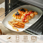 fMBB 3pcs Ceramic White Serving Platters, Large Rectangular Plate, Irregular Rectangular Trays - Party, Wedding, Entertaining, Microwave and Dishwasher Safe - 14 Inch