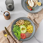 GBHOME 8.5'' Large Pasta Bowls, 38 Ounce Stoneware Salad Bowls for Kitchen, Ceramic Serving Bowls With Textured Pattern for Pasta,Fruit, Stews,Noodle, House-warming Gift,Set of 4