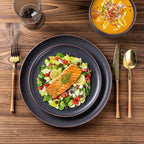 LERATIO Stoneware Dinnerware Sets for 4,Handcarft Ceramic Plates and Bowls Sets,Chip and Scratch Resistant Dishes, Dishwasher & Microwave Safe, Oven safe,Reactive Glaze-Speckled Ashen