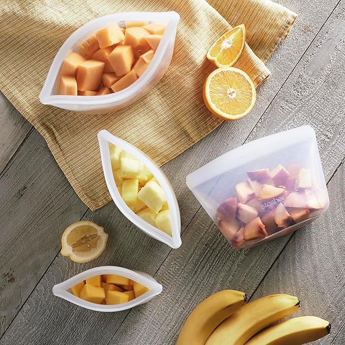 Stasher Premium Silicone Reusable Food Storage Bowl, Clear, Microwave, Sous Vide, Dishwasher, Oven and Freezer Safe, BPA Free, Leak-free, Eco-friendly, 6-Cup Bowl