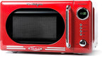 Nostalgia Retro Compact Countertop Microwave Oven - 0.7 Cu. Ft. - 700-Watts with LED Digital Display - Child Lock - Easy Clean Interior - Red