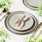 AmorArc Ceramic Dinnerware Sets,Handmade Reactive Glaze Stoneware Plates and Bowls Sets,Highly Chip and Crack Resistant | Dishwasher & Microwave Safe Dishes Set,Service for 4 (12pc)