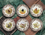 Spode Woodland Wood Duck Salad Plate - Wildlife Design with British Flowers Border, Holiday Dinnerware for Salad, Dessert or Appetizers, 8" Fine Porcelain - Dishwasher, Microwave, Freezer & Oven Safe