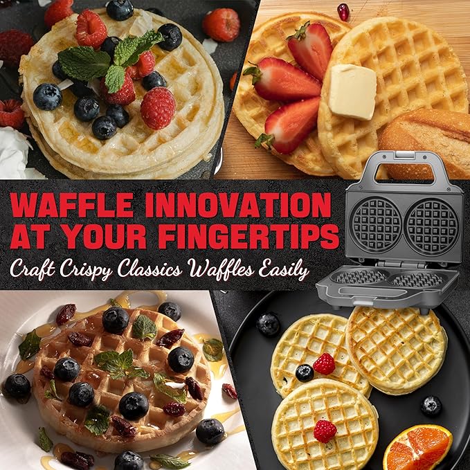 4 Inch Double Mini Waffle Maker Machine, Chaffle Maker, Waflera Electrica, Small Waffle Iron for Waffles, Keto Chaffles, Hash Browns, Cookies, Grey