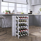 SMIBUY Bamboo Wine Rack, 20 Bottles Display Holder, 5-Tier Free Standing Storage Shelves for Kitchen, Pantry, Cellar, Bar (White)