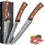 ROCOCO 3PCS Damascus Viking Boning Knife Set for Meat Cutting Deboning Brisket Trimming Fillet knives for Kitchen Camping BBQ Birthday Mothday's Day Gift