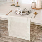 D'Moksha Homes Linen Light Natural Table Runner 90 Inches Long - Classic Hemstitch 100% Pure Linen Dining Table Runner 14 x 90 Inch for Summer, Fall and Halloween