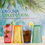 Laguna Plastic Drinking Glasses, Premium Quality Durable BPA-Free Water Tumblers, Dishwasher-Safe, Stackable Cups in Assorted Colors, 18 oz Set of 6