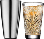 Godinger Cocktail Shaker, Martini Shaker, Boston Shaker, Stainless Cup and Crystal Glass to Mix Drinks Cocktails - Dublin Collection