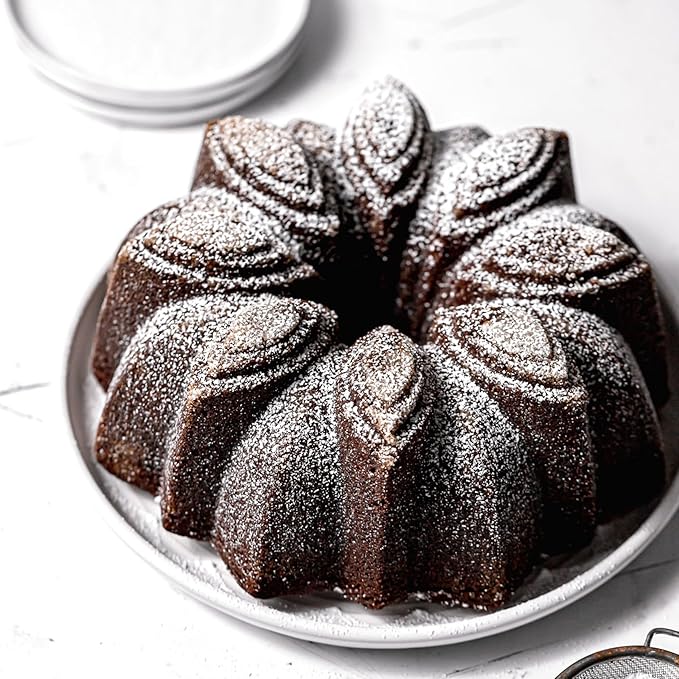 Baker's Secret Nonstick for Fluted Cake Pan, Perfect for Fluted Cakes, Die Cast Aluminum Cake Pans, 2 Layers Non-stick Coating For Easy Release, compatible with Fluted Cake Pans - (Bloom)