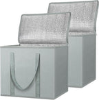 BALEINE 2Pk Insulated Reusable Grocery Bags, Collapsible Cooler Bag for Groceries, Heavy Duty Large Insulated Bag (16''x9''x13'', Urban Gray)