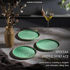 HaWare Stoneware Plates Set of 6, 7.9" Salad Plates, Reactive Glaze Ripple Ceramic Dish Set for Appetizer, Dessert, Scratch Resistant, Small Dinner Plate, Microwave and Dishwasher Safe, Reactive Green