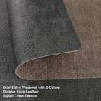 Myir JUN Placemats Dual Sided, Faux Leather Place Mats Set of 4 Indoor Placemat for Dining Table Outdoor Place Mat Square Non-Slip Washable Table Mats (Gray Brown, Set of 4)