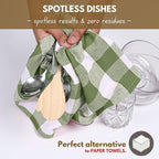 Native Fab Buffalo Check Kitchen Dish Towels, 16"x26", 6 Pack - 100% Cotton Plaid Washcloths - Absorbent Dish Cloths Set, Cleaning Hand Towels with Hanging Loop - Mint Green White