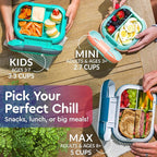 Bentgo Chill Kids Leak-Proof Lunch Box - 4-Compartment Bento Box with Built-In Ice Pack, 3.3 Cup Capacity, PFAS & BPA-Free, Microwave & Dishwasher Safe, Ideal Size for Ages 3 to 7 (Red/Royal)