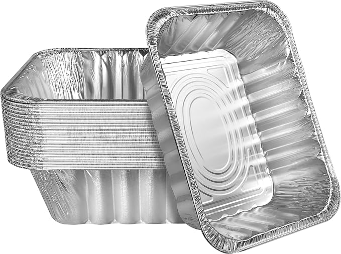 NYHI 9'' x 13” 4 Inches Deep Aluminum Foil Pans 20 Pack Durable Disposable Grill Drip Grease Tray Half Size Extra Deep Steam Pan and Oven Buffet Trays Food Containers for Catering Baking Roasting