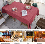 Waterproof Cotton Linen Tablecloths Rectangle Dining Table Cloth, Wipe Clean Indoor & Outdoor Table Cover for Buffet Party, Holiday Dinners and Banquets, Wrinkle Resistant（54"x102"） Wine