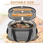Golkcurx Double Layer Slow Cooker Bag for 6-8 Quart Oval CrockPot and Hamilton Beach Models, with Padded Adjustable Strap, Top Zip Compartment, and Front Pocket for Utensils(Bag Only)