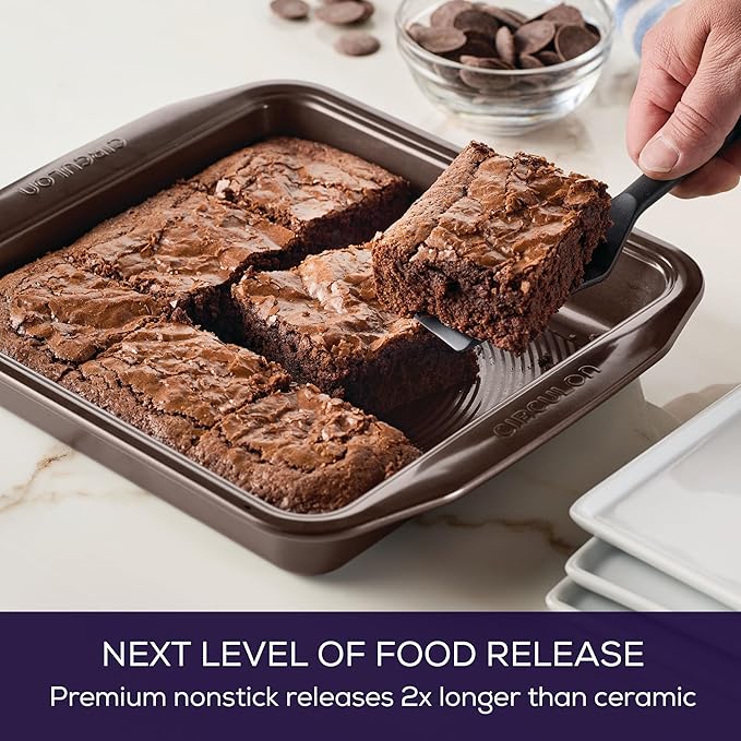 Circulon Nonstick Bakeware Nonstick Baking Pan / Nonstick Cake Pan, Square - 9 Inch, Brown, Chocolate