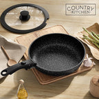 Country Kitchen Cookware Set with Removable Handle, Oven & RV Safe Pots and Pans Set, Black, Original