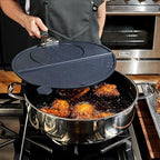 HexClad Grease Splatter Screen for Frying and Searing, Fits HexClad’s 10 and 12-inch Pans, Dishwasher-Safe, Folding Design, Heat-Safe to 480°F, Stay-Cool Locking Handle, Silicone and Stainless Steel