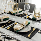 Home Brilliant Black Placemats Set of 6 Heat Resistant Dining Table Fall Halloween Place Mats Kitchen Cloth Table Mats, Black