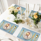 Placemats Set of 4 - Easy Clean Washable Vinyl Placemats - Wipeable Heat Resistant Table Mats for Dining Table - 17.7x11.8 Inch (4, Blue Gradient)