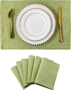 Home Brilliant Cloth Placemats Set of 6 Heat Resistant Dining Table Place Mats Kitchen Table Mats for Holiday Dinner Decor, Grass Green