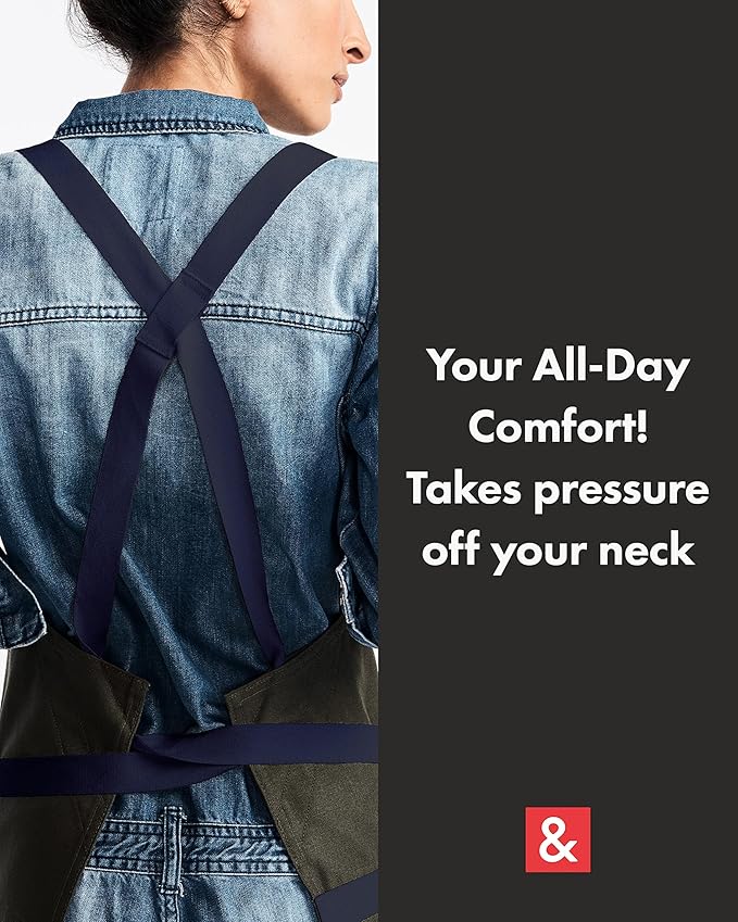 hedley & bennett Crossback Apron - Crossback Chef Apron with Pockets - 100% Cotton Canvas, 8oz - Olive Green