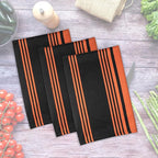 Urban Villa Halloween Kitchen Towels 100% Cotton Set of 3 Dish Towels - 20x30 Inches Highly Absorbent Quick Drying Dish Towels for Kitchen with Hanging Loop Hand & Tea Towels (Orange & Black Striped)