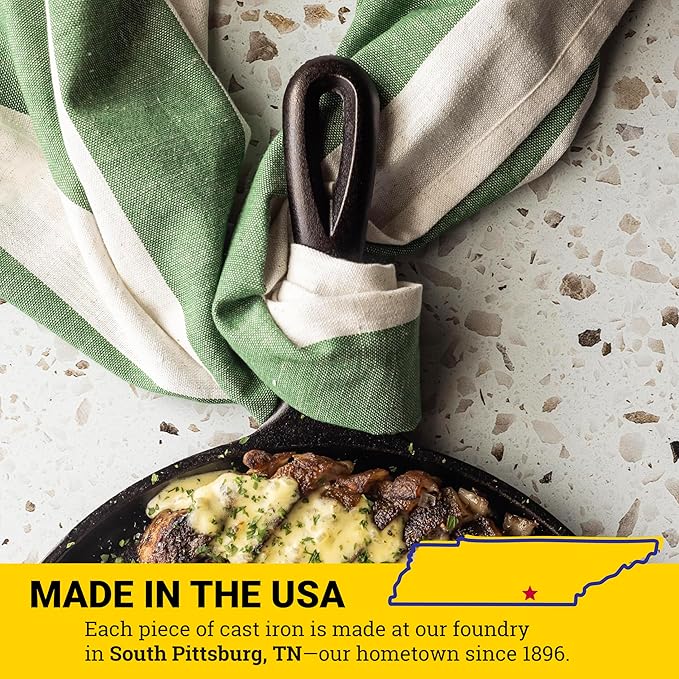 Lodge L9OG3 Cast Iron Round Griddle, Pre-Seasoned, 10.5-inch - Made in USA, Compatible with Stovetop, Oven, Grill & Campfire