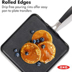OXO 11” Non-Stick Every Day Square Griddle, BPA-Free Comfort Grip Silicone Handle, Dishwasher & Oven Safe, PFAS-Free Ceramic Skillet, Pancake Pan, Black