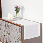 D'Moksha Homes Linen White Table Runner 144 Inches Long - 100% Pure Linen Extra Long Table Runner 14 x 144 Inch for Summer, Fall and Halloween - Machine Washable