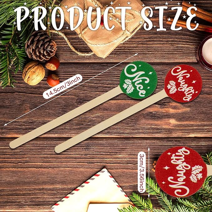 Jinei 120 Pcs Christmas Wooden Coffee Stirrers Wood Cocktail Coffee Stir Sticks Disposable Drink Stirrers for Stirring Hot Chocolate Milkshake Restaurant Home Office (Classic Style)