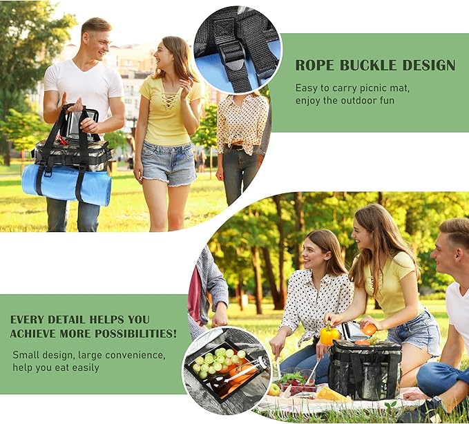 Tirrinia Large Insulated Cooler Bag - Outdoor Leakproof Cooler Box for Women & Men - Portable Freezer Bag with Adjustable Shoulder Strap for Camping, Picnic, Golf, Beach