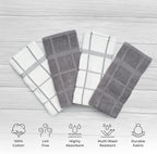 100% Cotton Terry Dish Towels, 4 Pack 16 x26 Inches, Super Soft and Absorbent Kitchen Towels, Perfect for Kitchen Cleaning and Dish Washing | Light Gray