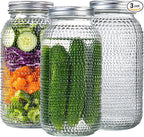 WELLIFE 3 Pack 64 oz Mason Jars Wide Mouth,Large Mason Jars for Pickling, Canning, Fermenting and Food Storage, Microwave & Dishwasher Safe