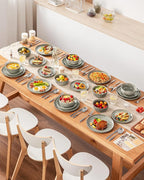 vancasso ANYA 18 Pieces Plates and Bowls Set, Stone Grey Dinnerware Sets, Reactive Glaze Dishes Set for 6, Ceramic Dishware Sets Kitchen Dinner Set, Microwave & Dishwasher Safe