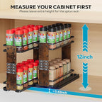 Nieifi Pull Out Spice Rack Organizer, 2 Tiers, Wood Grain, Spice Organization for Cabinet, Height Adjustable, Easy to Install