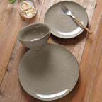 famiware Plates and Bowls Sets for 4, 12 Pieces Stoneware Dinnerware Sets, Dishes Set, Reactive Glaze Dishware Sets, Dishwasher & Microwave Safe, Tempus Series - Dark Olive