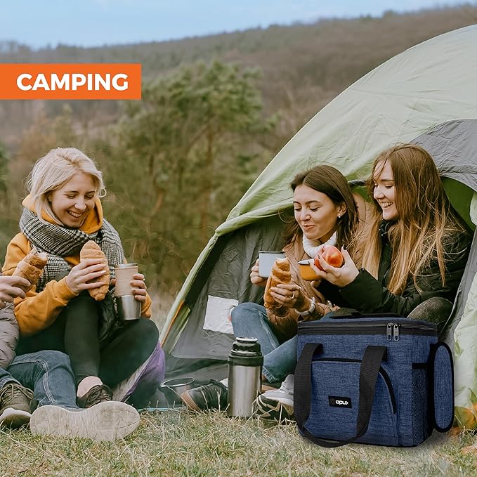 OPUX Soft Cooler Bag, Insulated Collapsible Lunch Cooler Tote for Men Work Camping Beach Travel, Portable Soft Sided Leakproof Waterproof Large Lunch Bag Box with Shoulder Strap 24 Cans, Heather Navy