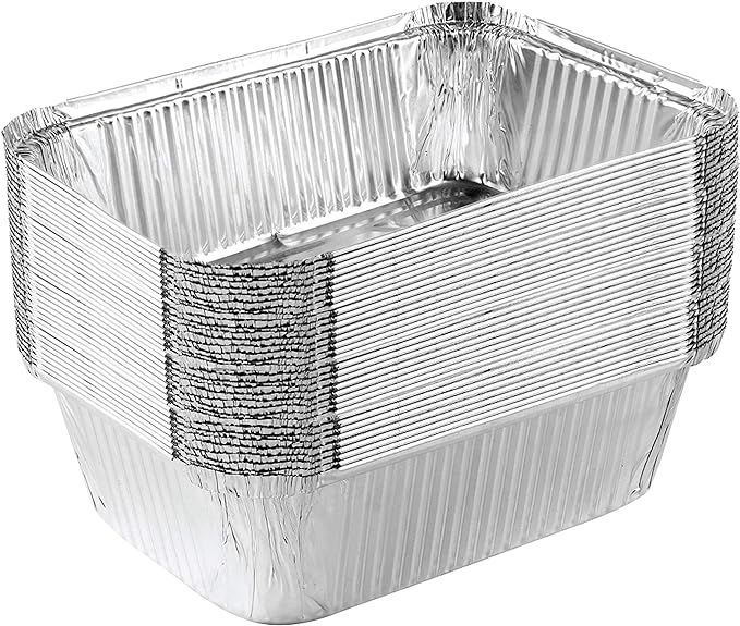 PLASTICPRO Disposable 5 LB Aluminum Takeout Tin Foil Baking Pans 7'' X 10'' X 3'' Inch Bakeware - Cookware Perfect for Baking Cakes,Brownies,Bread, Meatloaf, Lasagna, or Lunchbox, Pack of 20
