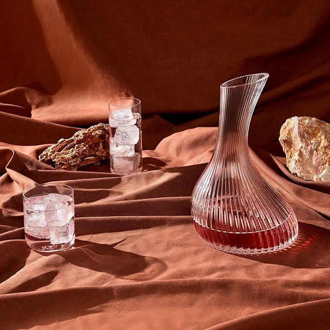 NUDE Whiskey Glasses Set of 4 DOF – 13.25 oz Premium Lead-Free Crystal Old Fashioned Rocks Glasses for Whisky, Scotch & Bourbon – Subtle Curved Base, Dishwasher Safe Barware