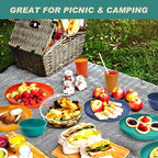 Wheat Straw Dinnerware Sets for 8, Osonm 24PCS Unbreakable Reusable Plastic Plates Bowls Cups Set, Dishwasher Microwave Safe Dishes Set for Camping, RV, Picnic, Kitchen, Dorm (Multicolor)