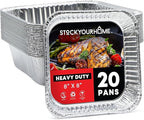 Stock Your Home Aluminum Pans 8x8 Disposable Foil Pans (20 Pack) - 8 Inch Square Pans - Tin Foil Pans Great for Cooking, Heating, Storing, Prepping Food