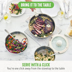 GreenLife 10 Piece Stainless Steel Pots and Pans, Detachable & Stackable Kitchen Set, Tri Ply Clad PFAS Free Cookware, Space Saving with Removable Handle, Induction & Oven Safe, RV Cookware, Glass Lid